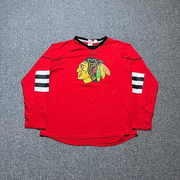 Reebok Other - Vintage Reebok Chicago Blackhawks Shirt‎ Large Red NHL Face Off Collection 2000s